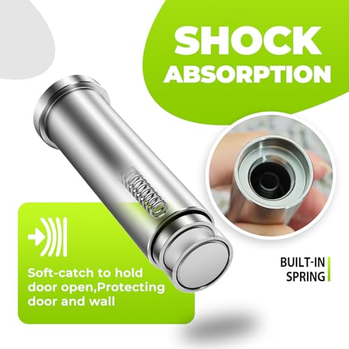 Magnetic Door Stop with Spring Soft Catch, 1 Pack, Silver