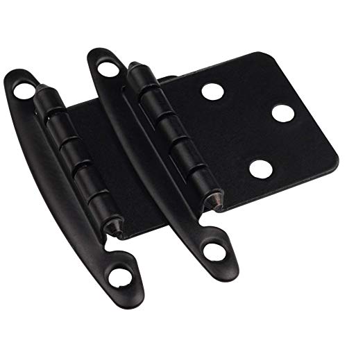 DecoBasics Free Swinging (Non Self-Closing) Overlay Cabinet Hinges Black – 50 Pack (25 Pairs) for Kitchen Cabinet Doors – Matte Black w/Matching Screws & Quiet Bumpers - color: Matte Black