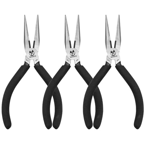 Needle Nose Pliers, 3Pcs 5" Mini Long Nose Pliers with Cutter, Serrated Jaw Precision Small Needle Nose Pliers for Jewelry Making, Bending Wire, Crafts, Electronic Repair - size: 5''-3 pack
