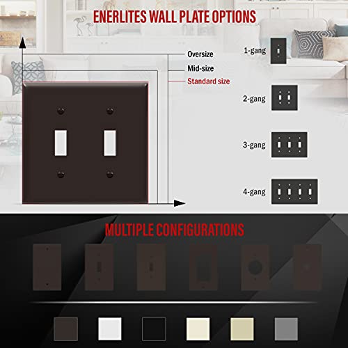 ENERLITES Double Toggle Light Switch Cover Plate, 2-Gang, 1 Pack, Brown - color: Brown, size: Screw