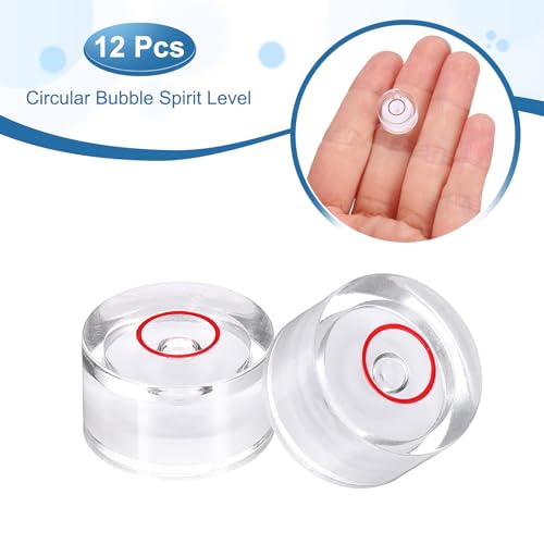 HARFINGTON 12pcs Small Circular Bubble Spirit Level 14x8mm,White/Red - color: White/Red, size: 14x8mm