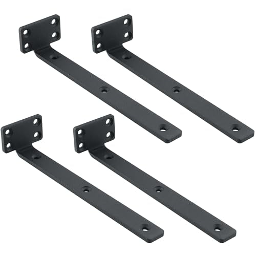 Mooche 4Pack Floating Shelf Brackets, Heavy Duty L Brackets Wall Mounted - color: Balck, size: 7.88*1.42 Inch
