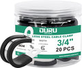 OURU 20pcs 3/4 Inch Stainless Steel Cable Clamps,Rubber Coated Cushioned Insulated Cable Clamp,Automotive Cable Wire Clamps,Pipe Clamps,Metal Clamp for Tube,Lines,Wire Cord Installation(Black,19mm) - size: 20pcs - 3/4"