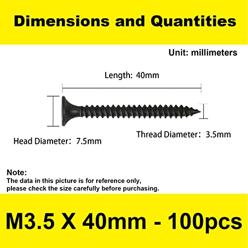 #6 x 1-1/2" Flat Head Self-Tapping Wood Screws for Framing (100PCS) - size: #6 x 1-5/8'' (100Pcs)