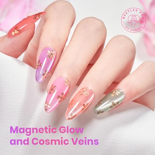 Beetles Cat Eye Gel Nail Polish Set, 6 Colors Fairy Garden Gel Polish Kit - color: A - Glass Cat Eye | Fairy Garden