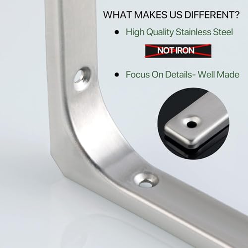 SAYAYO Wall Shelf Bracket 6 x 5 Inch, Stainless Steel Heavy Duty L Bracket - color: Brushed Nickel, size: 6 x 5 Inch (4 PCS)