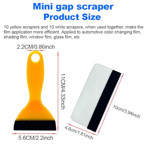 Black Felt Edge Squeegee Tool,Car Vinyl Film Wrapping Decal Glass Window Tint,Wallpaper Sticker Installation Spatula, Patching Putty Paint Flexible Small Plastic Scraper(Yellow 10Pcs,White 10Pcs) - size: Yellow 10PCS,White 10PCS