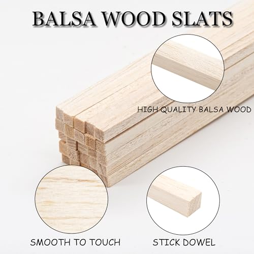 50Pcs 1/4 Inch Balsa Wood Sticks - size: 12" X 1/4" X 1/4" 50pcs