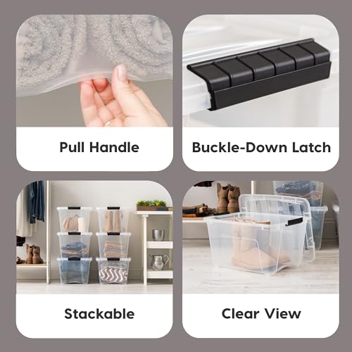 IRIS USA 6-Pack 32 Quart Storage Bins with Lids, Clear - color: Clear, size: 32 Qt, style: 6 Pack