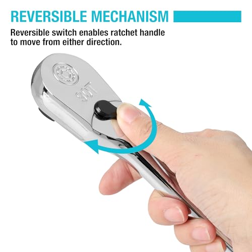 DURATECH Extra Long Handle 1/2-Inch Drive Ratchet, 90-Tooth Ratchet Wrench - size: 1/2" with 15" handle