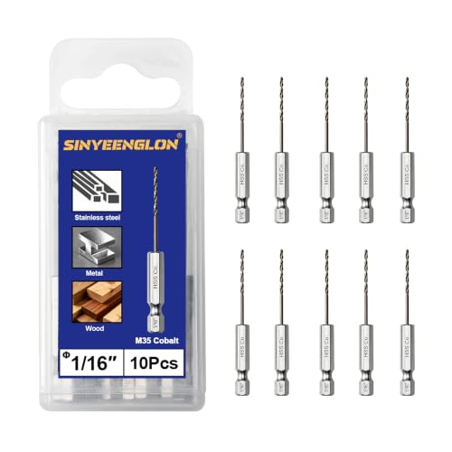 1/16 Drill Bit for Metal(10pcs), M35 Cobalt Hex Shank Quick Change Small Drill Bit Set, with Storage Case - size: 1/16(10pcs)