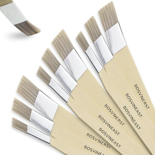 Trim Paint Brush Set, 9 pcs Small Angled Paint Brushes for Detail Painting