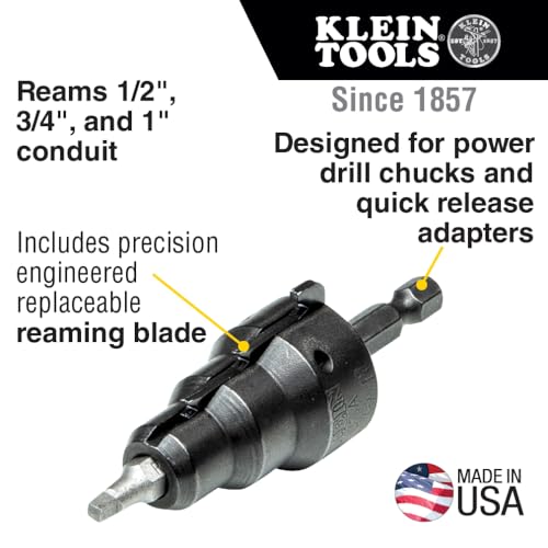 Klein Tools 85091 Klein Tools 85091 Power Conduit Reamer with Improved Bit Retention, 1/2-, 3/4- and 1-Inch, Made in USA - style: Conduit Reamer