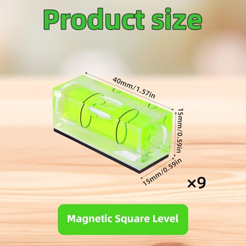 9pcs Small Bubble Spirit Level, Square Bubble Level Mini Magnetic Spirit Measure Tool for Leveling Phonograph Turntable Camera Tripod Drill
