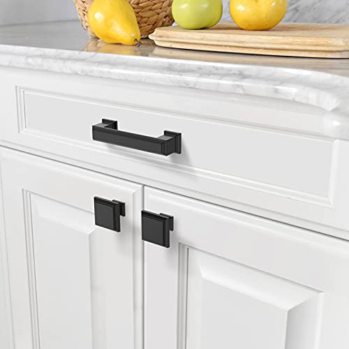 Amerdeco 6 Pack Matte Black Cabinet Pulls 3" | Cabient Hardware Kitchen Cabinet Handles for Bathroom Drawer Pulls Dresser Pulls ZH0001 - color: Matte Black, size: 3" hole center, style: 6 Pack