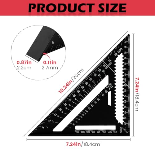 Carpenter Square 7 Inch Rafter Square for Angle Drawing Triangle - Black - color: blue