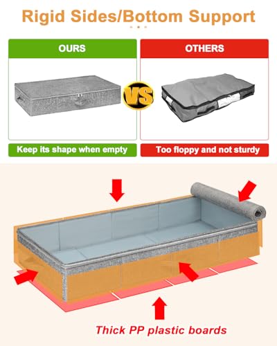 punemi 6.7 in High Under Bed Storage Containers with Zipper Lid, 3Pack,Grey - color: Grey, size: 3 Pack-6.7 inch Tall-Structured