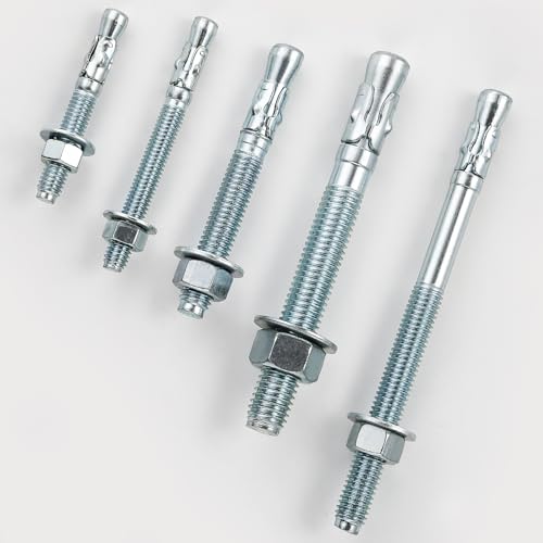 Wensilon 3/8x4" 10Pcs Inch Standard Fasteners for Heavy-Duty Zinc Wedge Anchors for Cement and Concrete - size: 3/8x4"