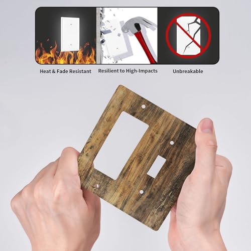 Vintage Brown Wood Texture Natural Wood Grain Outlet Covers 1 Toggle 1 Rocker Combination Decorative Wall Plate Electrical Switch Plates Light Switch Cover Plate for Farmhouse Home Decor - color: Vintage Brown Wood Texture Natural Wood Grain, size: 1 Togg