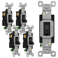 ENERLITES 5 Pack Toggle Light Switch, 3-Way Electrical Wall Switch, Black - color: Black, size: Switch Only