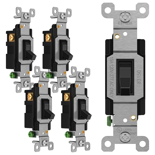 ENERLITES 5 Pack Toggle Light Switch, 3-Way Electrical Wall Switch, Black - color: Black, size: Switch Only