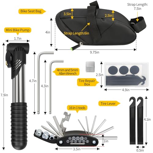 Bike Repair Kit, Bike Bag With Tire Pump, Bike Multitool, Allen Wrenches - size: Bike Seat Bag Set