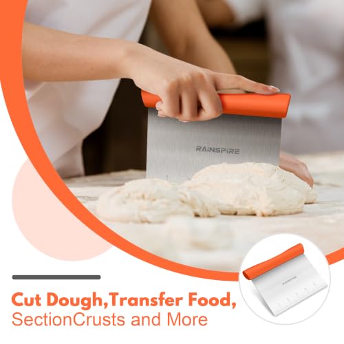 Multi-Purpose Stainless Steel Bench Scraper Dough Blender & Pastry Cutter - color: Orange