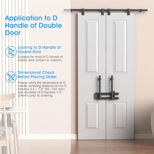 AST Double Door Security Lock, Adjustment Range 4.9”~12.2" (124~310mm) - style: Matte Black with Extended Locking Adjustment Range