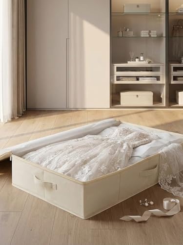 punemi 6 inch Tall Sturdy Under Bed Wedding Dress Storage Box, 2Pack, Beige - color: Beige, size: 2 Pack-6.7 inch Tall-Structured