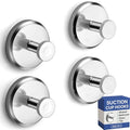 HOME SO Suction Cup Hooks for Shower & Bathroom Towel Holder 4-Pack Chrome - color: Chrome, size: 4 Pack