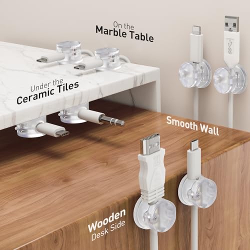AGPTEK 8 Pack Magnetic Cable Clips, 360° Rotatable Cord Holder, Clear - color: Clear