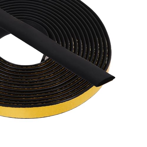 PATIKIL 16.4FT Solid Rubber Weather Stripping, 2Pcs 3/5" W x 1/8" H Self Adhesive D Shape EPDM Rubber Seal Strip Gasket for Door Frame Window Insulation RVs Furniture Cabinets, Black - size: 16.4FT x 3/5"W x 1/8"H