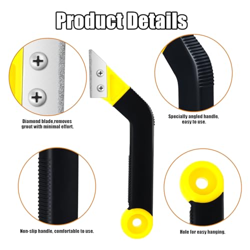 Blulu 11 Pcs Grout Float Set, Rubber Float, 6 Sponges, Angled Saw, Black - color: Black