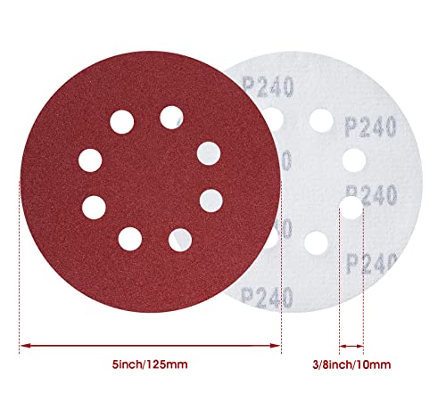 S SATC 150PCS 5 Inch 8 Holes Dustless Hook and Loop Sanding Discs, 240 Grit Sandpaper for Random Orbital Sander - style: 150PCS 5 Inch 240 Grit