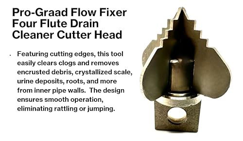 Flow Fixer Drain Cleaner Cutter Head 1-1/4", Spear, for 1-1/2" - 2" Pipes - style: 1-1/4" Four Flute (for 1-1/2" - 2" pipes)
