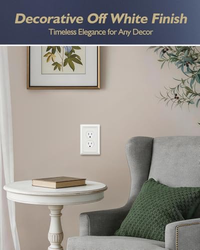 Switch Plates Outlet Covers, 6-Pack Metal Wall Plates, Off White - color: Off White, size: 1 Duplex 6PK