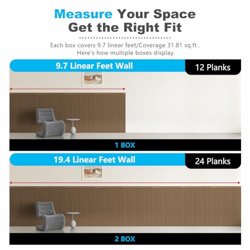 Art3d Beadboard Wainscoting Wall Panel Kit for Wall, 37.8 x 9.84 Inch, Teak | 12-Piece Panels + 4 Edge Trims, 31 Sq.Ft. Coverage, Lightweight, Water-Resistant, Easy to Trim, for Living Room, Bedroom - color: Teak