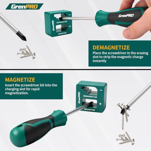 GRENPRO Screwdriver Set Precision 90pcs, S2 Alloy Steel Small Screwdriver Set, Torx Screwdriver Sets with Sturdy Tool Box, Includes Slotted Phillips Torx Tool Kit - color: Black & Green