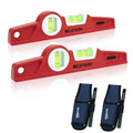 MELOTOUGH 10 Inch Die-Cast Magnetic Torpedo Level,Magnetic Level for Carpenter,Construction,Scaffolding, Plumbing Torpedo Level with Rare Earth Magnet,Pencil and Holster,Red,2PCS - color: Red-2pcs