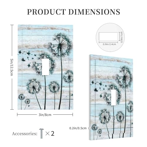 Blue Rustic Butterfly Dandelion Light Switch Covers Decorative - size: 1 Gang Single Toggle