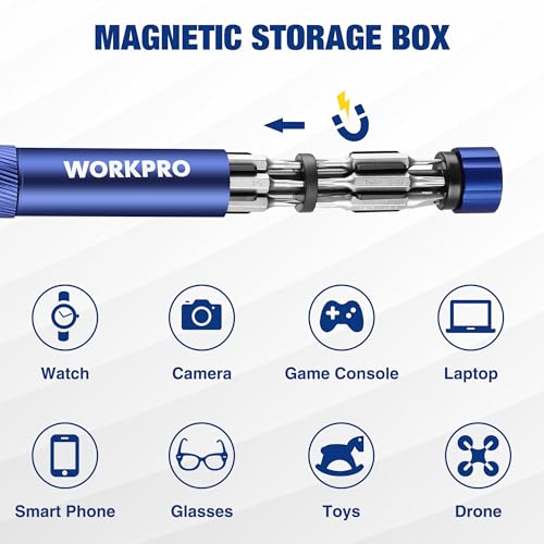 WORKPRO 24 in 1 Multi Bit Mini Screwdriver Set Magnetic, Blue - color: Blue