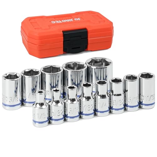 1/4" Drive SAE Master Socket Set, 13-Piece,1/8-5/8" - size: Shallow, style: 13pcs-SAE