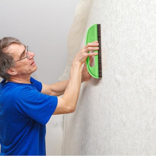 ibasenice Wallpaper Brush with Horse Mane Hair 10.03 Inch Wallpaper Smoother Tool for Wallcovering with Comfortable Handle and Hang-up Hole for Easy Storage and Precise Adhesive Application