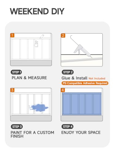 Upick Board and Batten Wainscoting Panels, Paintable, 94" x 54", White - size: 94x54 IN