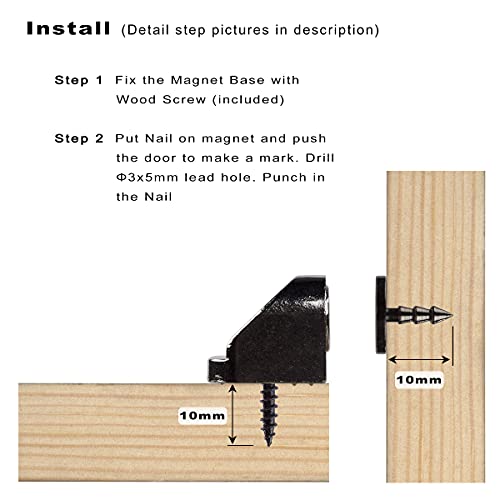 Keenkee 4 Set Magnetic Door Catch and Latch, Black Tone Gun Metal Color - color: Gun Metal