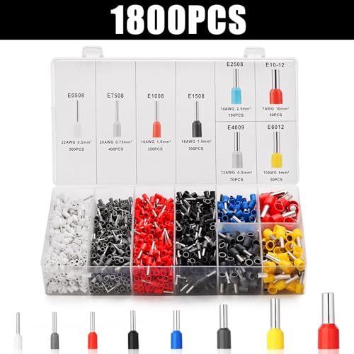 Ferrule Crimping Tool Kit, Ferrule Crimper Plier with 1800PCS Wire Ferrules