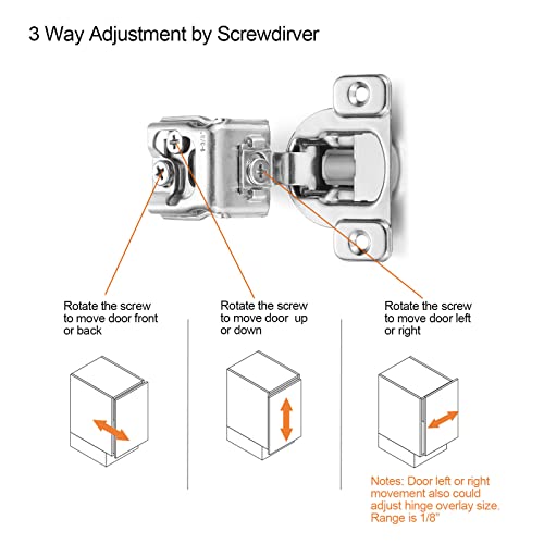 Soft Close Cabinet Hinges for Kitchen, 1-3/8” Overlay, 4 Pack - size: 1-3/8 Inch Overlay
