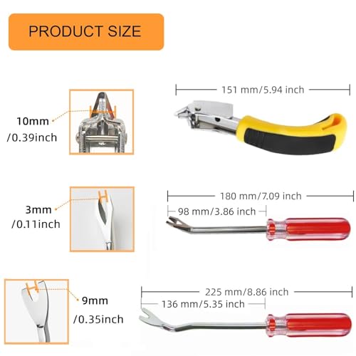 3Pcs Upholstery Staple Remover Nail Remover Tool Set Including Tack Pullers, Carpet Remover，Removing Staples from Construction Furniture Floor Wall Wooden