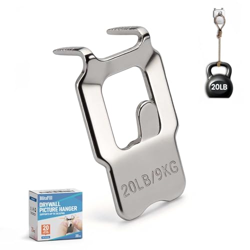 20 Pack Claw Drywall Picture Hangers - Heavy Duty No Drill Wall Hanging Hooks Supports 20LB, Hardened Steel Picture Hanging Kit for Drywall, Strong Wall Mount Hangers for Heavy Frames, Mirror, Art