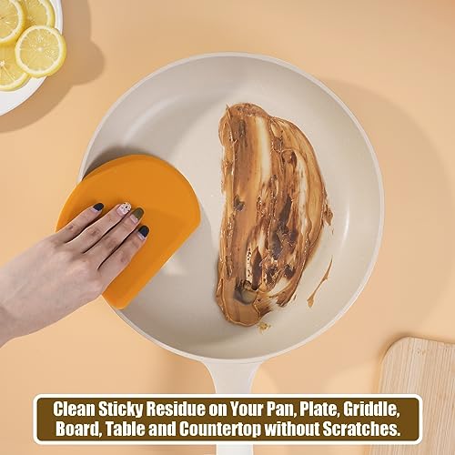 Sapid Flexible Curved Edge Silicone Bowl Scraper Dough Scraper Baking Bread - color: Orange